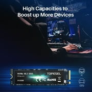 TOPESEL 512G PCIe 4.0 NVMe Gen 4 SSD NVMe M.2 2280 Internal SSD Up to 4900MB/s NVMe SSD Internal Solid State Hard Drive for PS5 PC Laptop