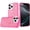 Hotpink, variant on For iPhone 16 Pro Max 6.9 Crystal Glass Diamond with Metallic Buttons and Edges Hybrid Case - Hot Pink