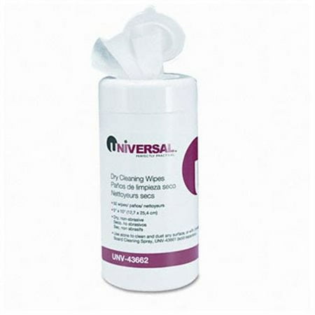 Universal 43662 Dry Cleaning Wipes, 5 x 10, 50/Pop-Up Pack