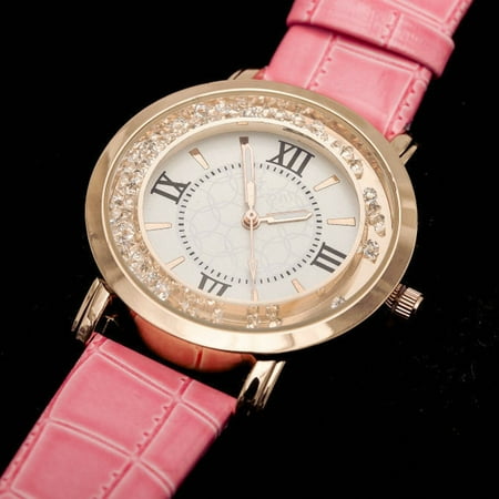 Ladies College Logo Quartz Watches - Women Watches Thin Leather Strap Ladies Casual Quartz Watch With Rhinestone
