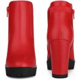 thumbnail image 2 of Unique Bargains Bottes Chelsea à Talons Hauts Épais à Plateforme pour Femmes Rouges (Taille 6), 2 of 6