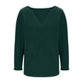 thumbnail image 4 of Plebaso Women's Tops Casual V Neck Puff 3/4 Length Sleeve Blouses Solid Color Ladies Summer Dressy Shirts, 4 of 7