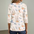 thumbnail image 6 of OIOLOYJM Easter Shirts for Women Holiday Bunny Graphic Henley Shirts Happy Button V-Neck 3/4 Length Sleeve T Shirts Spring Basic Tee Tops Beige 2XL, 6 of 6