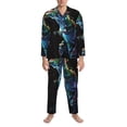thumbnail image 3 of Picia colorful flames dinosaur Pattern Men’s Long-Sleeve Sleepwear Set - Soft 2-Piece Loungewear with Pockets, Comfy PJs for Relaxing Nights-Medium, 3 of 7