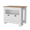 thumbnail image 4 of Xukmct Kitchen Island with 2 Doors and Open Shelf, Counter Height Island Table for Dining Room, Kitchen, White, 4 of 6