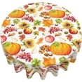 thumbnail image 3 of Autumn Fall Maple Leaf Round Tablecloth 60 Inch Pumpkin Leaves Thanksgiving Table Clothes Rustic Farmhouse Orange Reusable Circle Table Cover for Picnic Party Dining Room Home Decor, 3 of 6