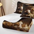 thumbnail image 4 of Manfei Jungle Lion Sheep Quilt Full, Vintage Western Bible Full Bedspread Sets, Dark Brown, Black Reversible, 3pcs, 1 Coverlet and 2 Pillowcases, 4 of 7
