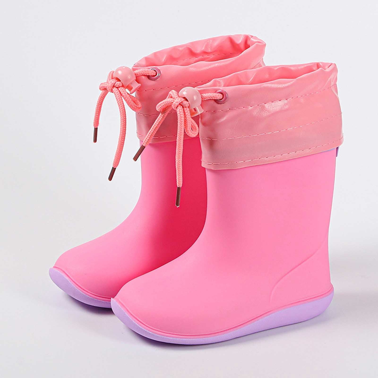 Yuncity Kids Rain Boots Boys Girls Toddlers Comfortable Outdoor Play Shoes Lightweight Durable Everyday Wear Boots Footwear Pink 2-2.5 Years