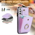 thumbnail image 4 of REQO Phone Case for Samsung Galaxy S21 5G 6.2 inch Wallet Cell Cover with Tempered Glass Screen Protector and Crossbody Strap Ring Stand RFID Credit Card Holder S 21 21S G5 Women Girls Purple, 4 of 7