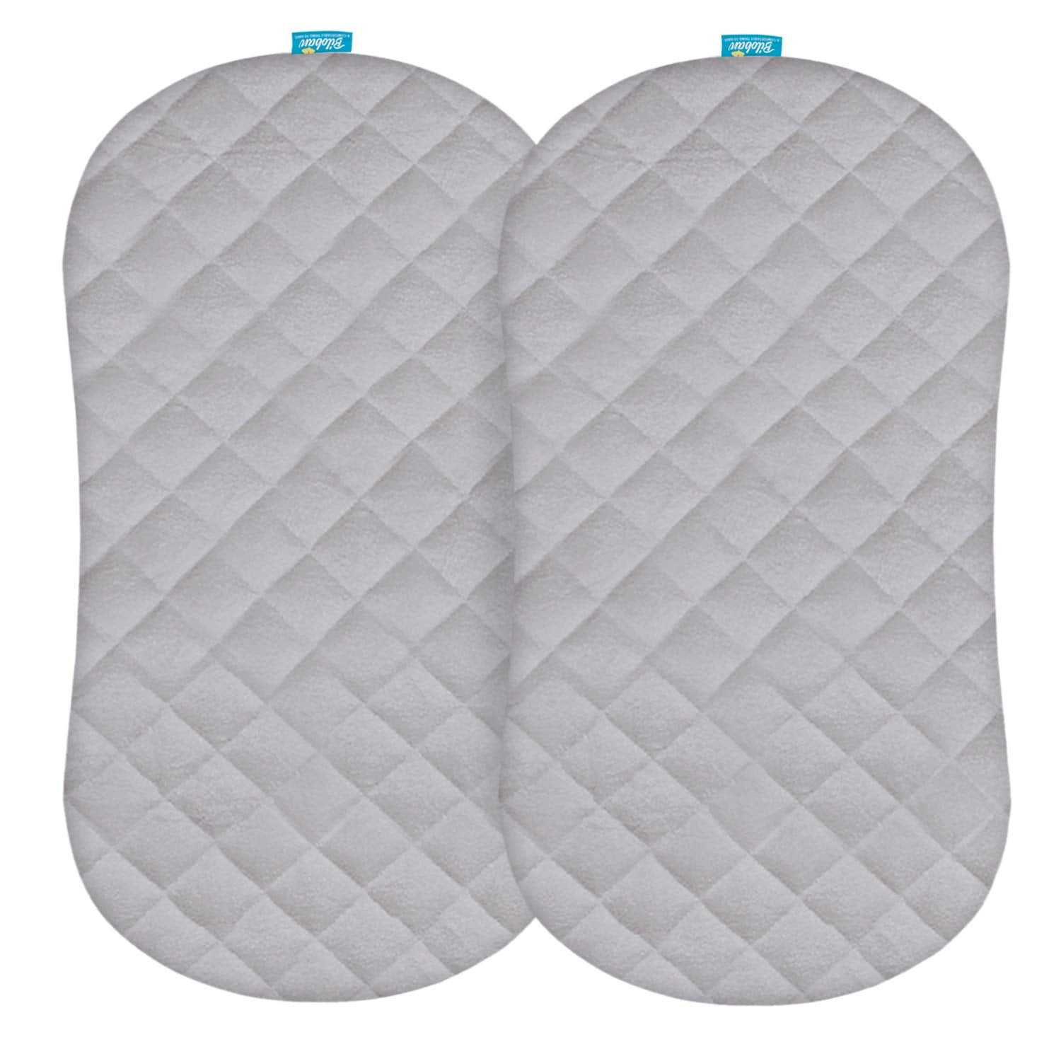 Ultra Soft Bamboo Fleece Surface Washer & Dryer Grey 2 Pack Waterproof No Loosen and Pre-Shrinked Fit for Hourglass/Oval Bassinet Mattress Bassinet Mattress Pad Cover