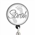 thumbnail image 2 of Bobine de Badge Rétractable - Pieds de Bébé Noir et Blanc - Porte-Badge Personnalisé, 2 of 4