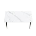 thumbnail image 5 of Magic Home 63" Light Luxury Sintered Stone Dining Table with Carbon Steel Legs,Dining Table for 6 Person with Slate Rectangular Tabletop for Dining Room, White Tabletop with Black Legs, 5 of 6