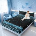 thumbnail image 3 of Homewish Princess Blings Queen Sheets for Girls, Black Cyan Queen Sheet Sets, 4pcs (1 Flat Sheet, 1 Fitted Sheet and 2 Pillowcases), 3 of 6