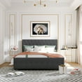 thumbnail image 2 of Queen Bed Frame with Headboard and Drawers, New Upgraded Upholstered Platform Bed with Storage, Metal Queen Size Bed Frame Modern Bedroom Furniture, Support 500lbs, No Box Spring Needed, Gray, J3740, 2 of 14