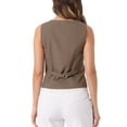 thumbnail image 4 of INSPIRE CHIC Women's Vest Sleeveless Button Down V Neck Summer Crop Waistcoat S Coffee, 4 of 7