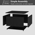 thumbnail image 7 of Fluted Square Coffee Table with Storage Large Wood Center Table with Solid Wood Veneer Top Mid Century Modern Low Coffee Table for Living Room, Black, 7 of 7