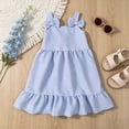 thumbnail image 2 of CUZIBR Toddler Baby Girls Sleeveless Bow Strap Dress Solid Color Square Collar Sleeveless Ruffled Tiered Party A-Line Dresses Summer Breathable Fashionable Swing Boho Beach Sundress,Blue,3-4 Years, 2 of 7