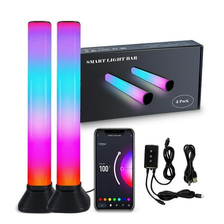 

2 Pcs Smart Light Bars RGB Smart LED Lights Music Sync Bluetooth Color Light Bar for Entertainment PC TV Room Decoration