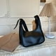 thumbnail image 5 of Cartera Hobo de cuero suave de Color sólido con bolsillo, cartera, bolso de hombro informal para mujer, para cosméticos, , cuadernos para chic Negro, 5 of 5