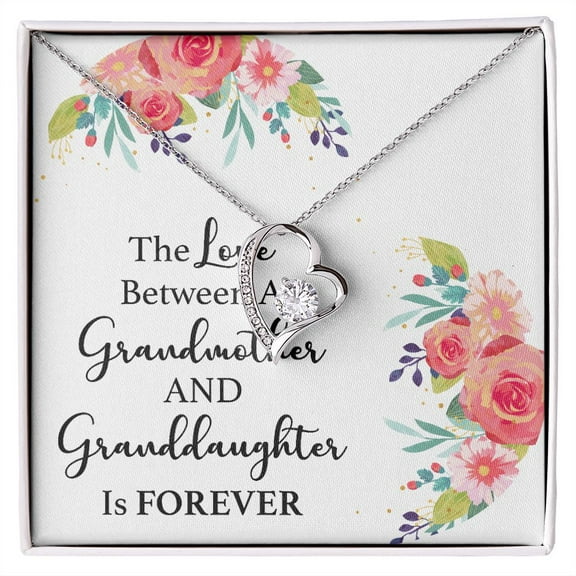 The Love Between a Grandmother and Granddaughter Forever Necklace w Message Card