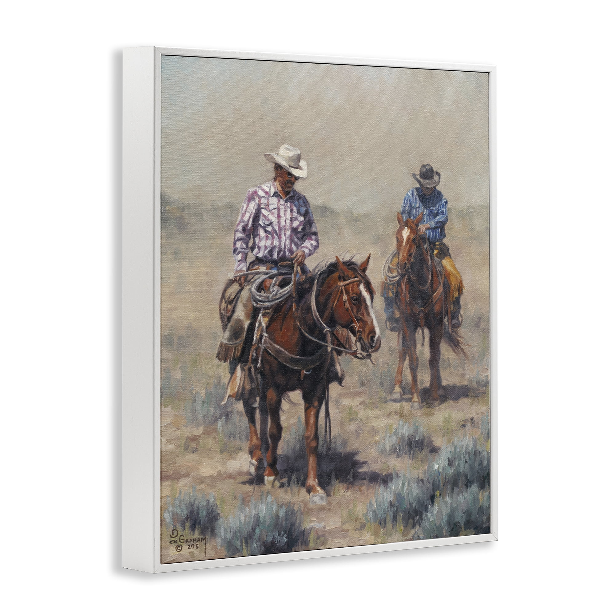 Stupell Industries Dust Bowl Cowboys Animals & Insects Painting White Framed Art Print Wall Art, 24 x 30