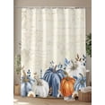 thumbnail image 4 of Retro Fall Thanksgiving Shower Curtain, Blue White Orange Boho Pumpkin Bathroom Decor Curtains Set with Hooks, Waterproof Fabric Home Accessories， Stall 36 X 78 Inch, 4 of 6