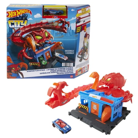 UPC: 0194735030163 | Hot Wheels City Scorpion Flex Attack Track Set & Toy Car with 2.-5ft Long Bendable Track