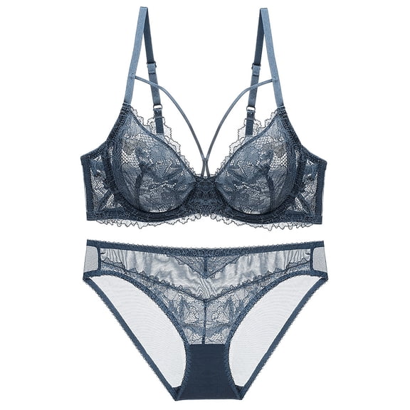 Levmjia Women Lace Lingerie Set Push Up Bra Panties Set Thin Deep V Cross Back Adjustable Straps Honeymoon Everyday Wear Comfortable Breathable Sleepwear