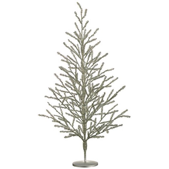 40 Inch Tinsel Christ mas Tree Antique Silver - 3.33 Foot Tinsel Pine Tree