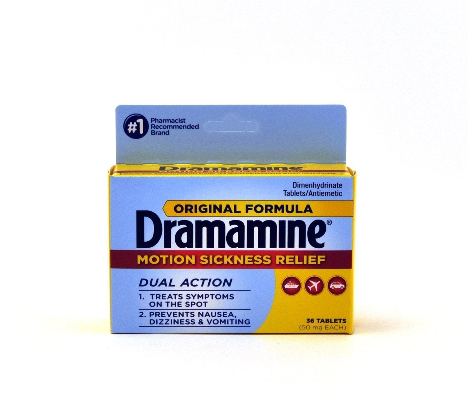Dramamine Motion Sickness Relief Original Formula, 36 Countpack of 2