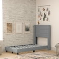 thumbnail image 3 of Flash Furniture Hollis Twin Upholstered Platform Bed with Wingback Headboard, Mattress Foundation with Slatted Supports, No Box Spring Needed, Gray Faux Linen, 3 of 12