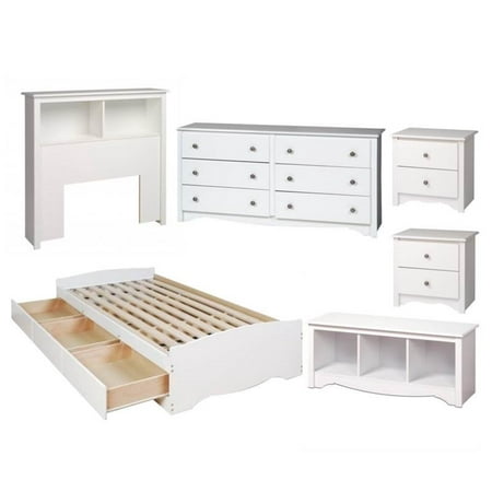 6 Piece Kids Bedroom Set With 2 Nightstands Twin Bed Dresser
