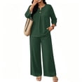 thumbnail image 3 of Two Piece Sets for Women Lounge Sets 3/4 Sleeve Tops Wide Leg Pants Fall Spring Vacation Travel Outfits Fashion Clothing, 3 of 5
