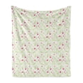 thumbnail image 1 of Floral Soft Flannel Fleece Throw Blanket, Graphic Ornament with Curvy Stems Blooming Petals and Butterflies, Cozy Plush for Indoor and Outdoor Use, 60" x 80", Apple Green White, by Ambesonne, 1 of 6