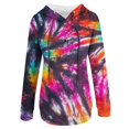 thumbnail image 5 of Women's Button Drawstring Pocket Casual Long Sleeve Tie Dye Gradient Print Hoodie Sweatshirt Tunic Length Sweatshirt Tunic Hoodies Women Long Tunic Hoodies Women up Sweatshirt Thick Womens Hoodies, 5 of 5