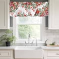 thumbnail image 3 of Cardinal Bird Rod Pocket Curtain Valance, Winter Poinsettia Berry Pine Cones Floral Farmhouse Window Valance for Living Room, Bedroom, Kitchen 42"W x 12"L, 3 of 9