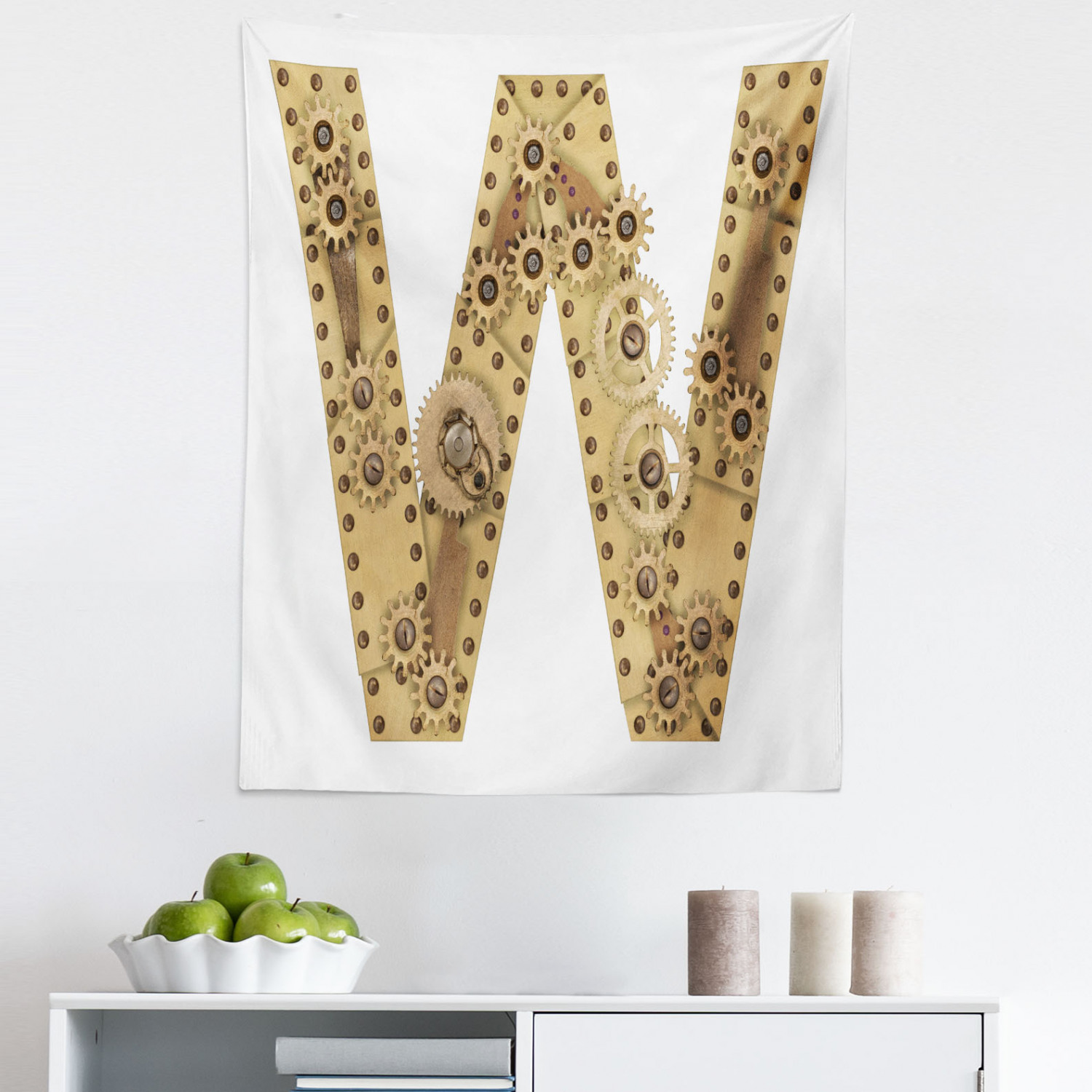 Letter W Tapestry, Steampunk Style Automated ABC Uppercase W Gears ...