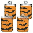 thumbnail image 2 of 2 Pack Qtip Holder Dispenser Retro Bats on Orange Clear Plastic Storage Apothecary Jars for Cotton Swabs Balls Pads Floss, 2 of 7