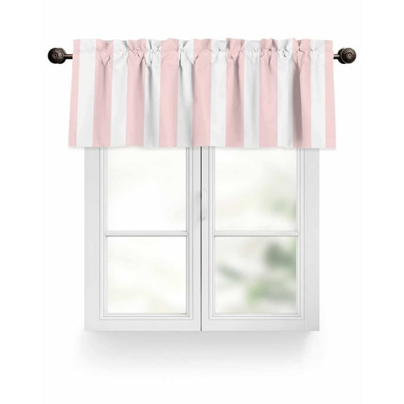 Pink White Geometric Stripes Kitchen Valances for Windows Minimalist Modern Art Valance Curtains  for Kitchen /Living Room/Bedroom/ Bathroom Decor, 42"x12 " ,Rod Pocket 1 Panel,