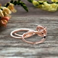 thumbnail image 5 of Trio Set 2 Carat Cushion Cut Morganite 10k Rose Gold Wedding Set Bridal Ring Infinity Stacking Matching Band Art Deco, 5 of 5