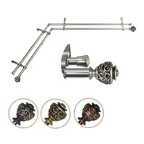 Harmony Corner Window Double Curtain Rod 13/16" dia. 28-48 inches - Satin Nickel