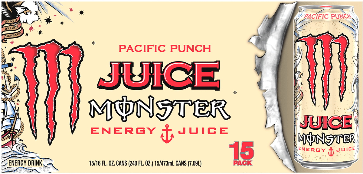 Monster Energy Juice Monster Pacific Punch Energy Drink, 15-Pack, 16 Oz Cans