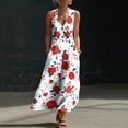 thumbnail image 2 of VBVC Women's Floral V-Neck Sleeveless Maxi Dress,Button Detail Loose Flowy Dress For Women,Ladies' Casual Patriotic Summer Sundress with Pockets,Multicolor,S-3XL, 2 of 8