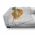 thumbnail image 3 of Fruit Soft Flannel Fleece Throw Blanket, Watercolor Style Brush Strokes Orange is Always Words Healthy Life Design, Cozy Plush for Indoor and Outdoor Use, 50" x 70", Green and Orange, by Ambesonne, 3 of 6