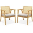 thumbnail image 1 of Costway Mid Century Modern Accent Chairs Set of 2 with Breathable Rattan Back Dining Room, 1 of 7