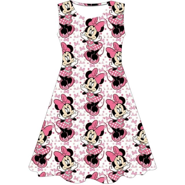 Falda con estampado 3D de Minnie y Mickey Mouse de Disney para niñas, vestido de Minnie y Mickey para niñas, vestido encantador para niñas de 1 a 10 años 8T Gao Jinjia LED