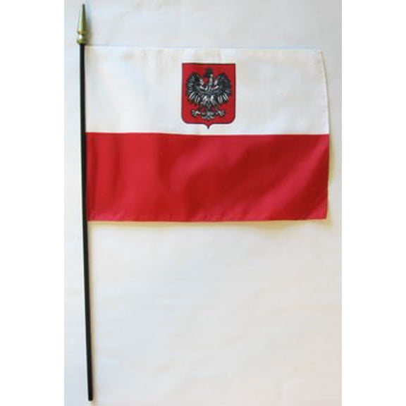 Poland - 8"X12" Stick Flag (Eagle)
