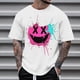 thumbnail image 1 of Blusas y camisas de manga corta con cuello redondo para hombre, blusas casuales de verano a la moda con cuello redondo y estampado para hombre., 1 of 4