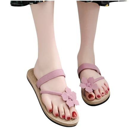 

Flip Flops for Women Girls Thong Slide Sandals - Summer Dressy Bohemian Travel Flat Sandals Cute Low Wedge Summer Open Toe Sandal Shoes