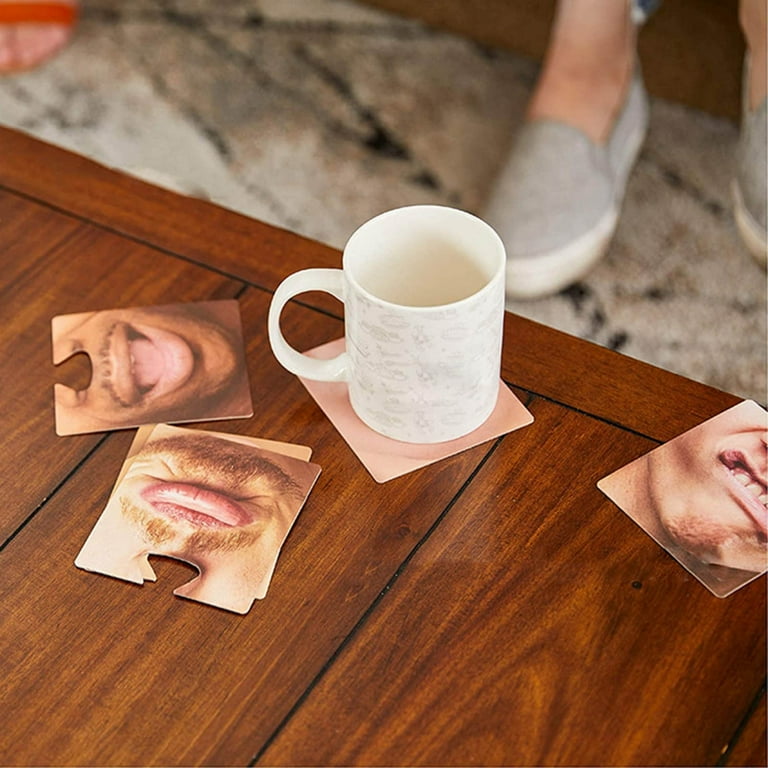 Pack Of 10 Party Mask & Cup Mat Sets - Paper Coasters With Fun Face Covers For Parties